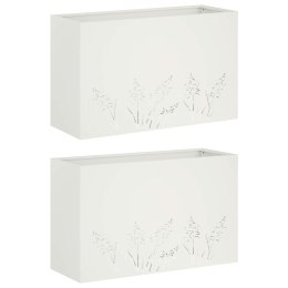VidaXL Doniczka ogrodowa 2 szt. Biały 80 x 30 x 49 cm Stal zimnogięta