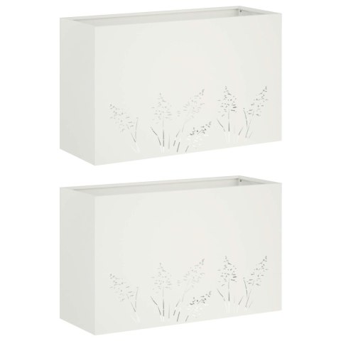 VidaXL Doniczka ogrodowa 2 szt. Biały 80 x 30 x 49 cm Stal zimnogięta