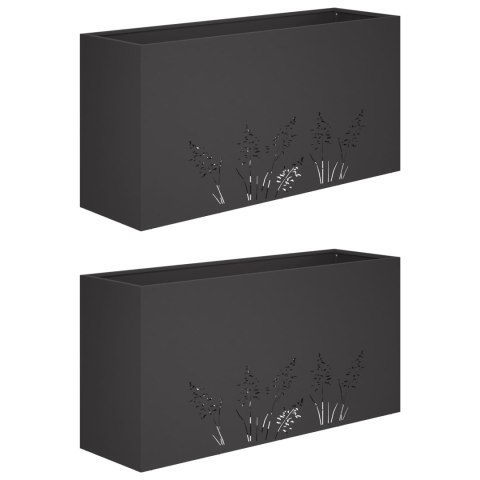 VidaXL Doniczka ogrodowa 2 szt. Czarny 100 x 20 x 49 cm