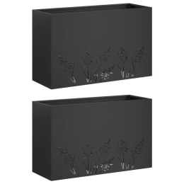 VidaXL Doniczka ogrodowa 2 szt. Czarny 80 x 20 x 49 cm Stal zimnogięta