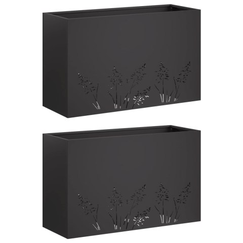 VidaXL Doniczka ogrodowa 2 szt. Czarny 80 x 30 x 49 cm Stal zimnogięta