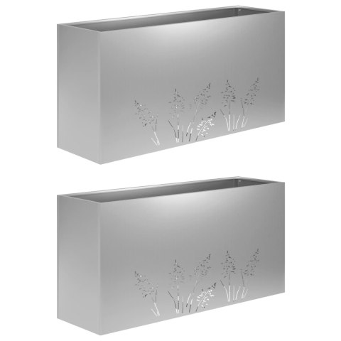 VidaXL Doniczka ogrodowa 2 szt. srebrny 100 x 30 x 49 cm