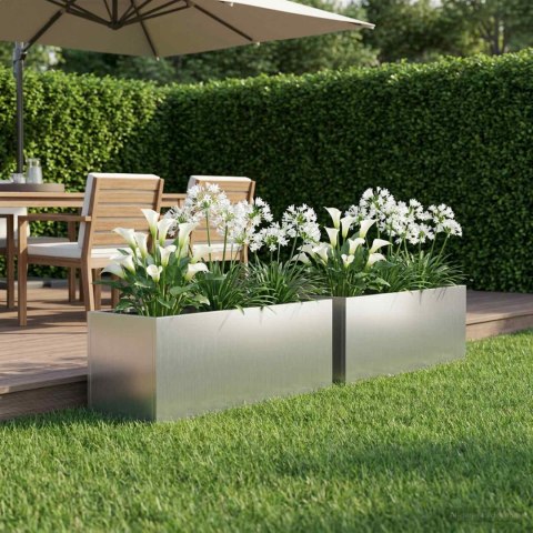 VidaXL Doniczka ogrodowa 2 szt. srebrny 60 x 20 x 20 cm