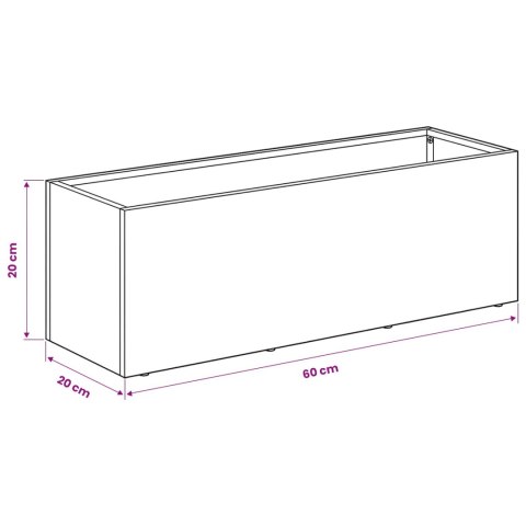 VidaXL Doniczka ogrodowa 2 szt. srebrny 60 x 20 x 20 cm