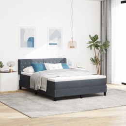 VidaXL Łóżko sprężynowe Z zagłówkiem Ciemnoszary 200 x 160 cm Aksamit