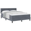 VidaXL Łóżko sprężynowe Z zagłówkiem Ciemnoszary 200 x 160 cm Aksamit