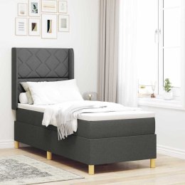 VidaXL Łóżko sprężynowe Z zagłówkiem Ciemnoszary 80 x 200 cm tkanina