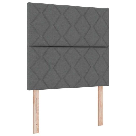 VidaXL Łóżko sprężynowe Z zagłówkiem Ciemnoszary 90 x 190 cm tkanina