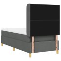 VidaXL Łóżko sprężynowe Z zagłówkiem Ciemnoszary 90 x 190 cm tkanina