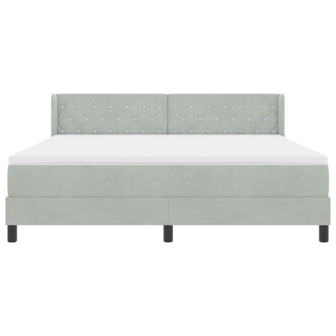 VidaXL Łóżko sprężynowe Z zagłówkiem Jasnoszary 200 x 180 cm Aksamit