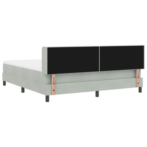 VidaXL Łóżko sprężynowe Z zagłówkiem Jasnoszary 200 x 180 cm Aksamit