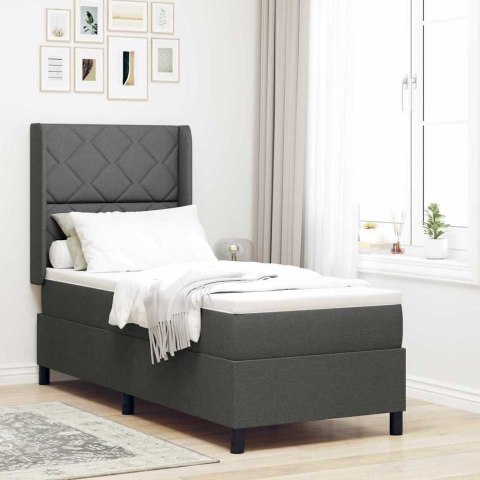 VidaXL Łóżko sprężynowe z poduszką Ciemnoszary 200 x 80 cm tkanina