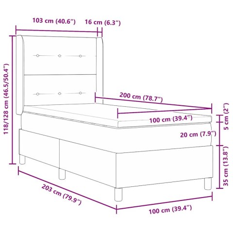 VidaXL Łóżko sprężynowe z poduszką Jasnoszary 200 x 100 cm tkanina