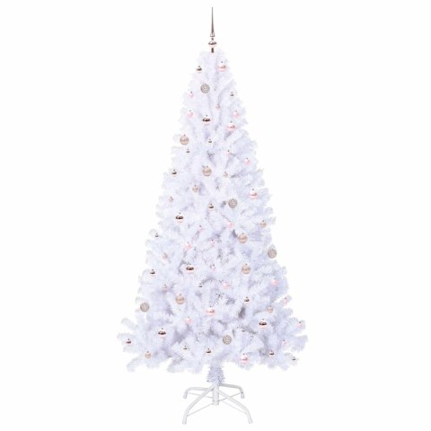 VidaXL Sztuczna choinka z 300 diodami LED Biały 240 cm PVC i stal