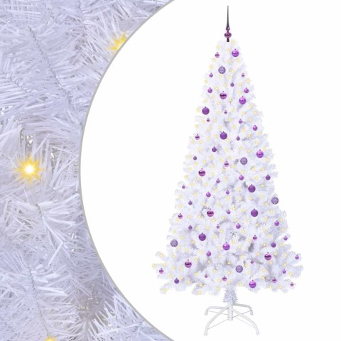 VidaXL Sztuczna choinka z 300 diodami LED Biały 240 cm PVC i stal