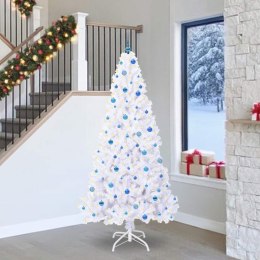 VidaXL Sztuczna choinka z 300 diodami LED Biały 240 cm PVC i stal