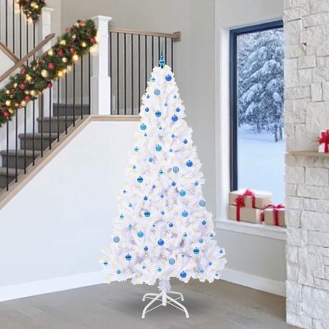 VidaXL Sztuczna choinka z 300 diodami LED Biały 240 cm PVC i stal