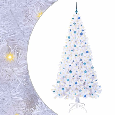 VidaXL Sztuczna choinka z 300 diodami LED Biały 240 cm PVC i stal