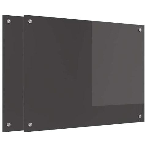 VidaXL Panel kuchenny 2 szt. Ciemnoszary 80 x 60 cm szkło hartowane