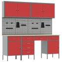 VidaXL Szafka robocza 10 szt. Czerwony Drewno inżynieryjne i stal