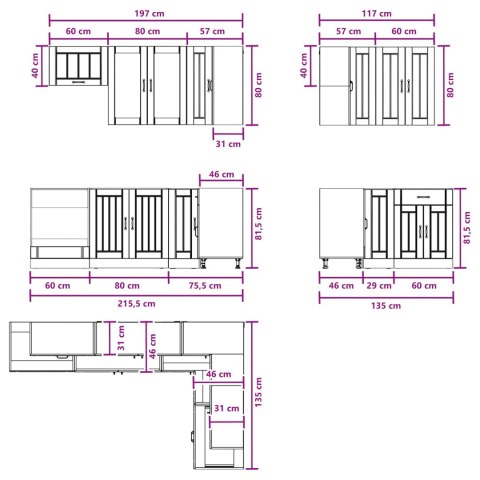 VidaXL Jednostka kuchenna LUCCA 8 szt. Biały Drewno inżynieryjne