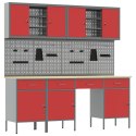 VidaXL Szafka robocza 10 szt. Czerwony Drewno inżynieryjne i stal