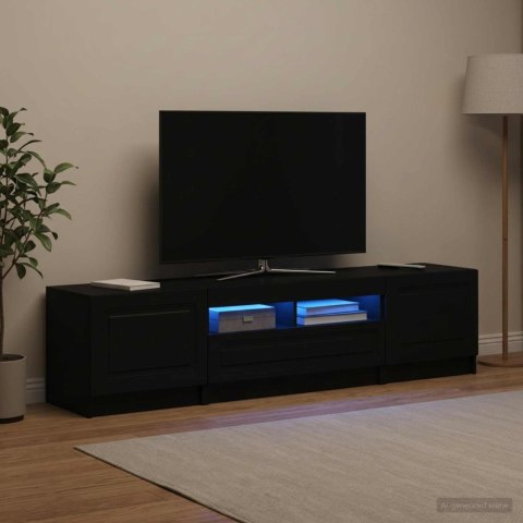 VidaXL 5-częściowa szafka RTV z LED Czarny Drewno inżynieryjne