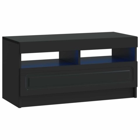 VidaXL 5-częściowa szafka RTV z LED Czarny Drewno inżynieryjne
