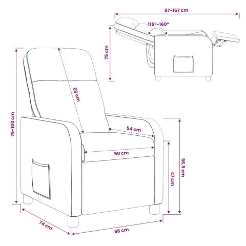 VidaXL Fotel recliner Czarny tkanina