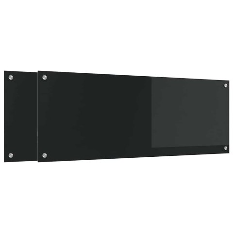 VidaXL Panel kuchenny 2 szt. Czarny 110 x 40 cm szkło hartowane