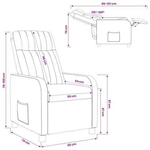 VidaXL Fotel recliner ciemnoszary Welur