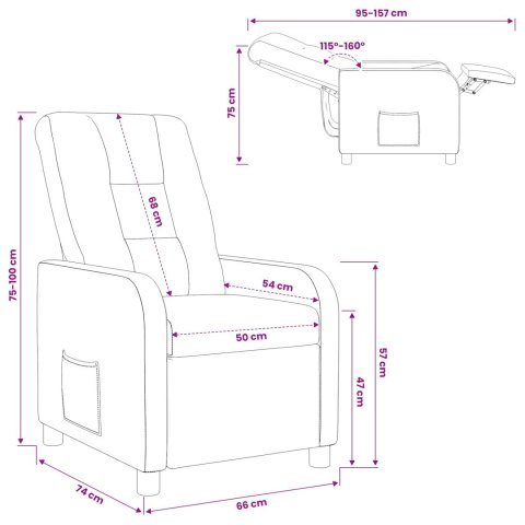 VidaXL Fotel recliner ciemnoszary tkanina