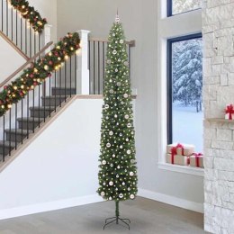 VidaXL Sztuczna choinka z podstawą Zielony 300 cm PVC, stal i plastik