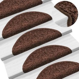 VidaXL Maty na schody 10 szt. 56x17x3 cm Brązowe półokrągłe