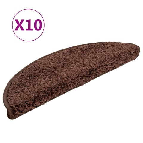 VidaXL Maty na schody 10 szt. 56x17x3 cm Brązowe półokrągłe