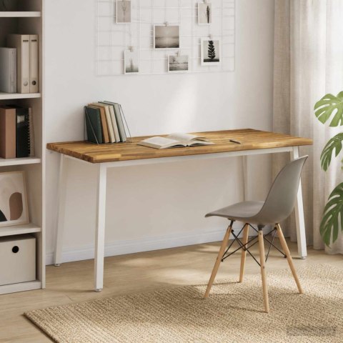 VidaXL Stół jadalny z naturalną krawędzią 160 x 70 x 75 cm Biały