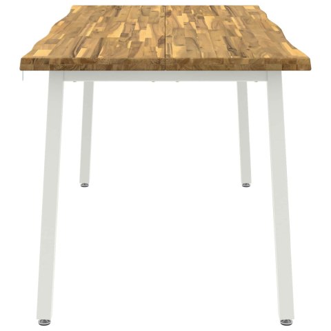 VidaXL Stół jadalny z naturalną krawędzią 160 x 70 x 75 cm Biały