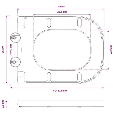 VidaXL Deska toaletowa Czarny 47,5 x 35 x 3,6 cm Duroplast