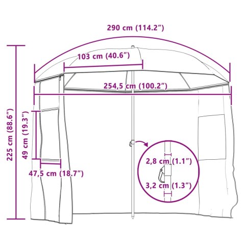 PARASOL WĘDKARSKI 290 X 225 CM POLIESTER OXFORD MORO