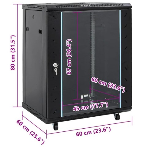 VidaXL Szafa sieciowa z przechowywaniem Czarny 60 x 60 x 80 cm Stal