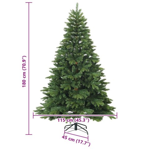 VidaXL Sztuczna choinka z zawiasami Zielony 180 cm PVC, PE i stal