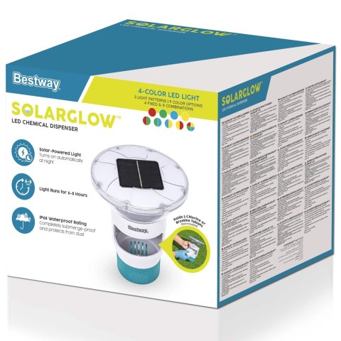 Bestway Pływająca lampa solarna z paskami LED Biały Ø 7,6 cm PC i ABS