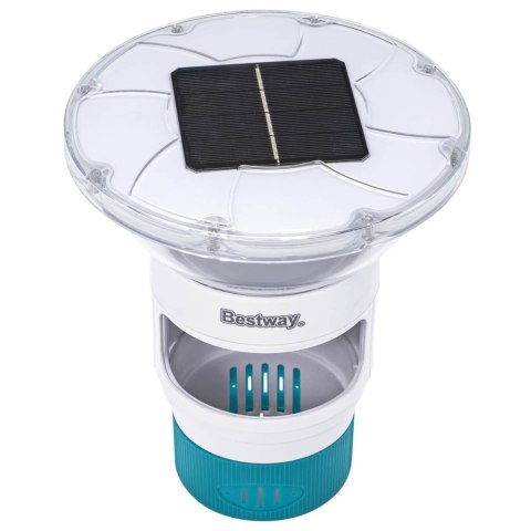 Bestway Pływająca lampa solarna z paskami LED Biały Ø 7,6 cm PC i ABS