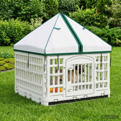 VidaXL 4 Panelowa Zabawka dla Psów z Dachem 122 x 106,5 x 82 cm Biały