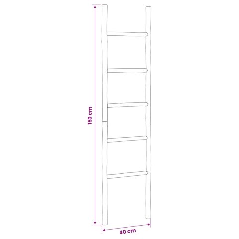 VidaXL Drabina na Koc Czarny 40 x 150 cm Bambus