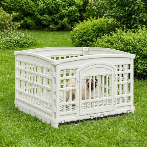 VidaXL Playpen dla Psa z 4 Panelami 177,5 x 154,5 x 112 cm Biały