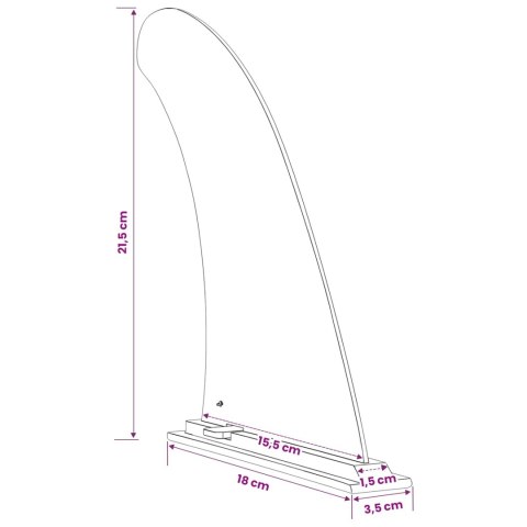 VidaXL Fin do SUP 3,5 x 18 x 21,5 cm nylon Czarny