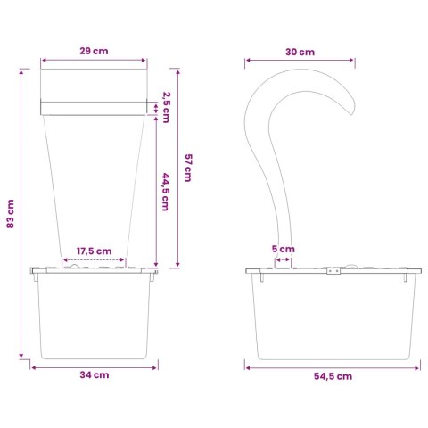 WODOSPAD OGRODOWY STAL NIERDZEWNA 304 54.5 X 34 X 83 CM SREBRNY