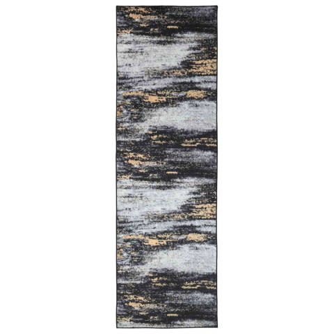 VidaXL Chodnik dywanowy LESAKA Czarny i złoto 80 x 300 cm