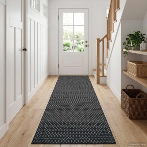 VidaXL Chodnik dywanowy ORIZ 1150 gsm Czarny wzór siatkowy
